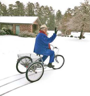 Dorothy Wedincamp snow bike