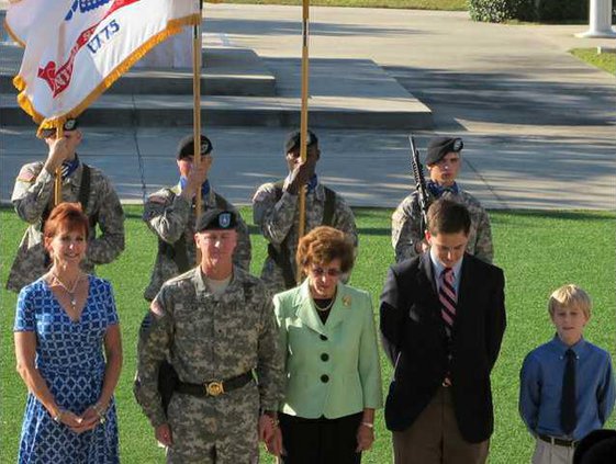 BG Jones with wife Stephanie mom Ann and sons Lincoln and Thayer