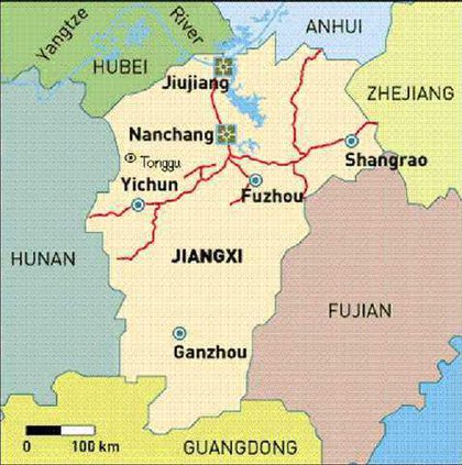 China trip map - Yichun China 1