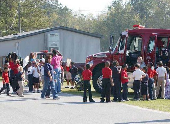 EDU career fair fire truck line 0404