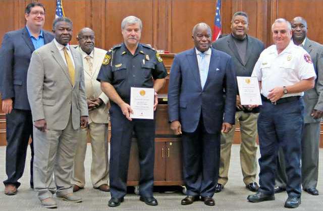HPD HFD chiefs -- Battle of the Badges Red Cross blood drive