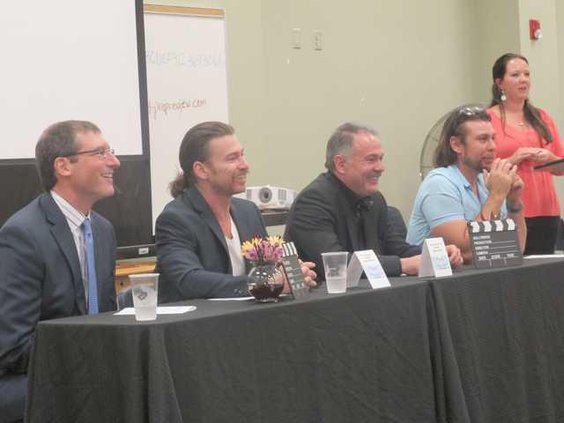 Matt Norsworthy Mark McCullough Charles Bowen and Anthony Paderewski answer questions about the film industry in Liberty County at the Progress Through People Luncheon