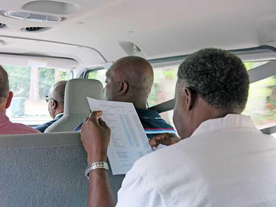 heads in a van