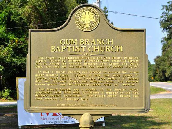 Gum Branch Bapt historical marker