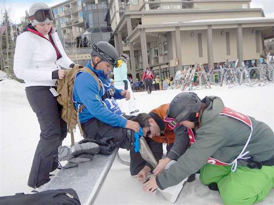 wounded snowboarder