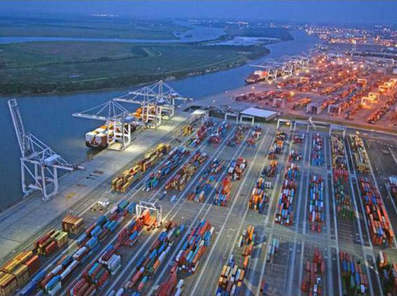 PortofSavannahNightAerial