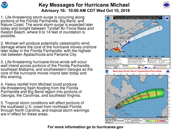 10-10-18, 1pm update hurricane michael