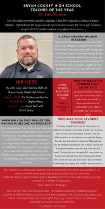 Teacher of the year Blake Nesmith