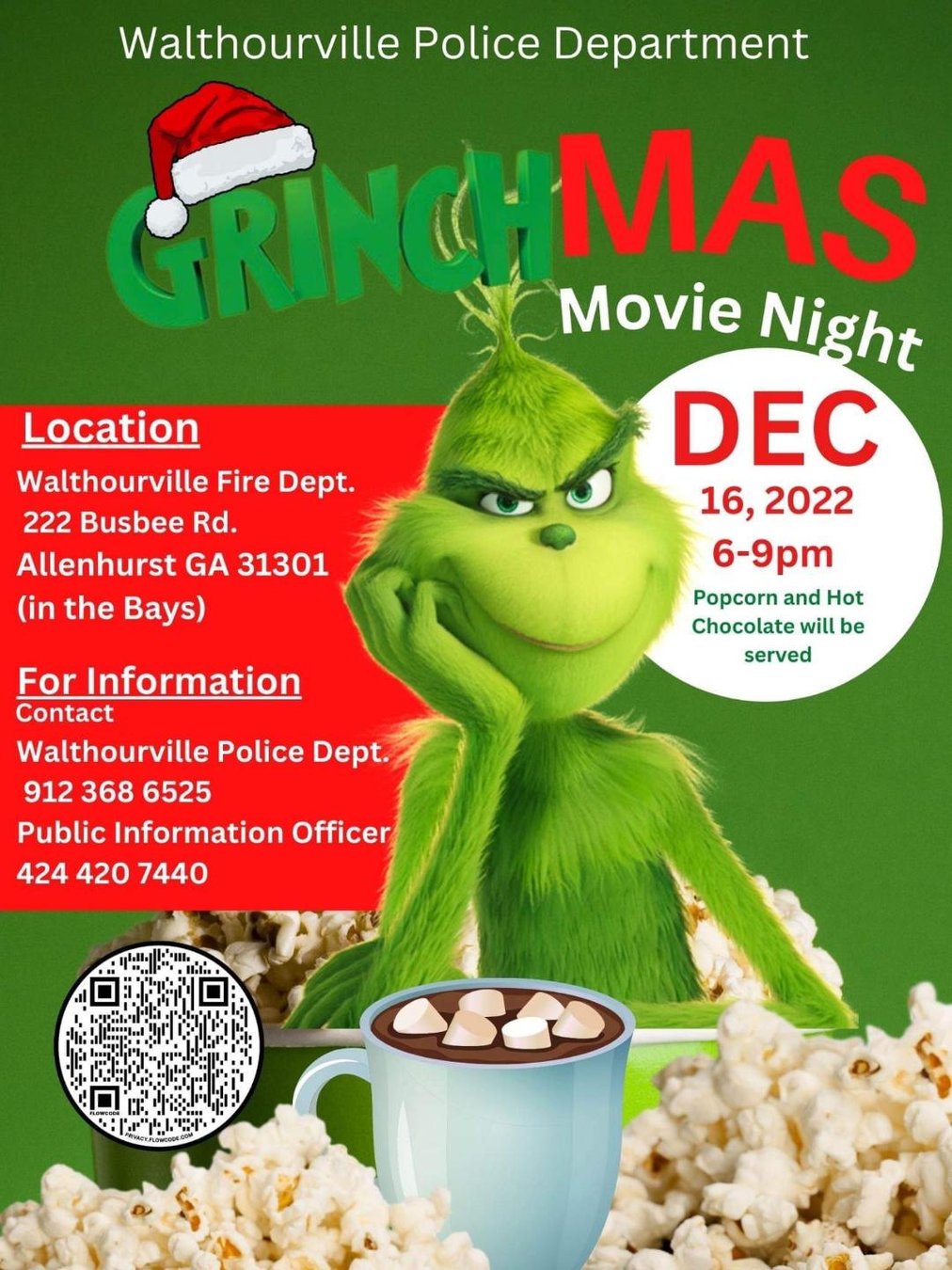 Walthourville’s Police Department Hosts ‘Grinchmas Movie Night