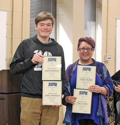 Liberty County High and countywide STAR Student Jaden Maddison and his STAR Teacher, Tracy Austin