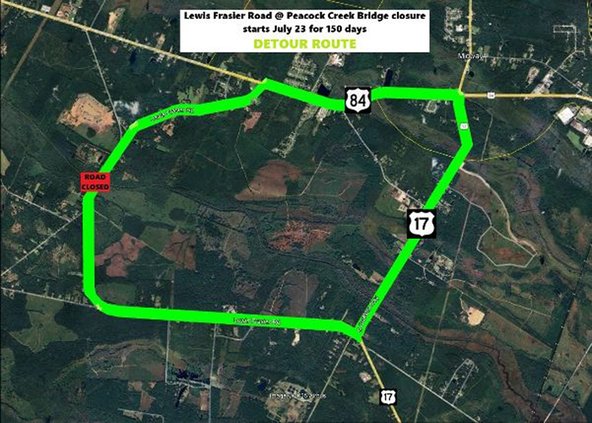 Peacock Canal bridge over Lewis Frasier Road set to close July 28