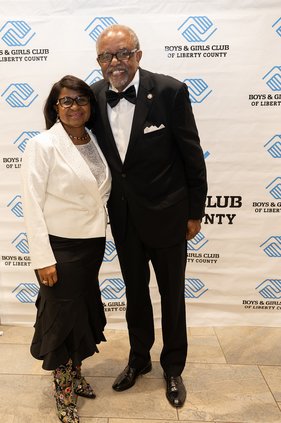 Edna Walthour greets the Boys and Girls Club of Liberty County’s Humanitarian of the Year Billy Jones.