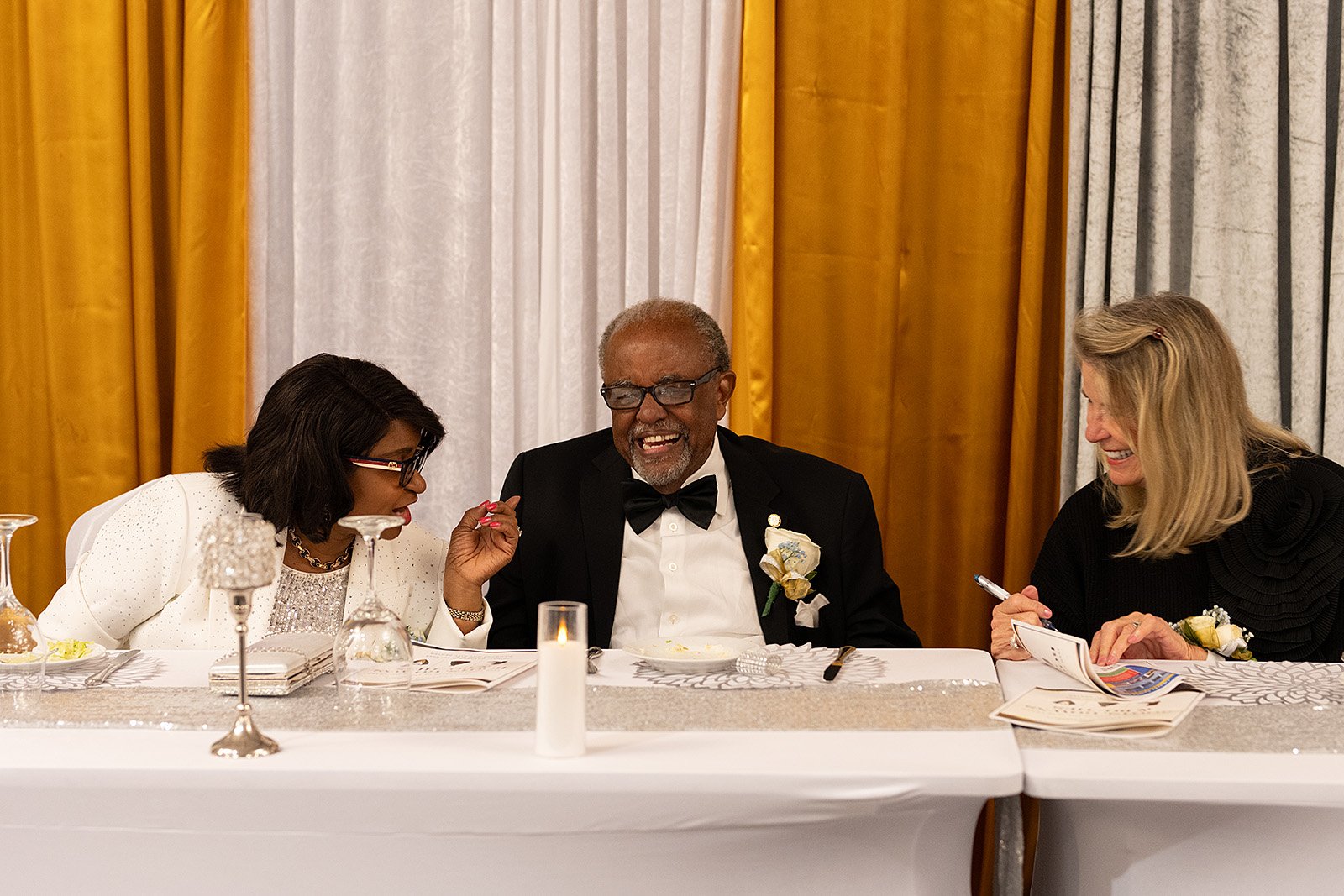 Edna Walthour greets the Boys and Girls Club of Liberty County’s Humanitarian of the Year Billy Jones.