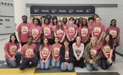 Liberty County High School FFA members show off their chapter shirts.