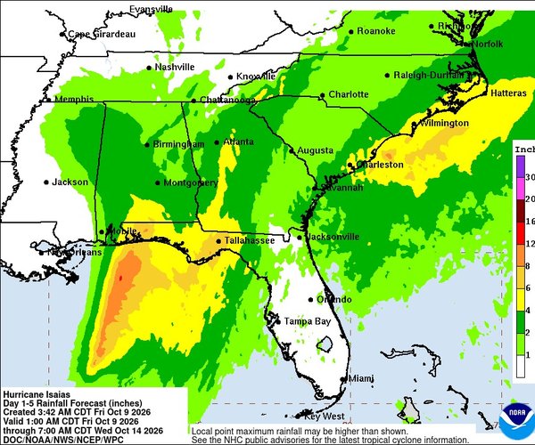 Isaias rainfall graphic
