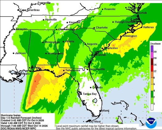 Isaias rainfall graphic