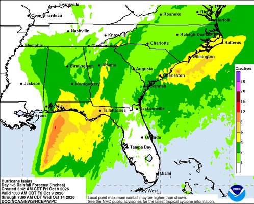 Isaias rainfall graphic